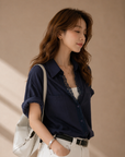 Korean Old-Money Lace Trim Shirt