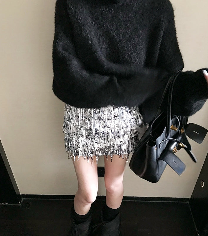 Deluxe Sequin Fringe Skirt