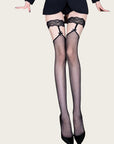 Lace Garter Belt with Black Stockings