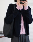MIU-Style Wool-Blend Layered Knit Cardigan