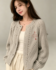 Orb Embroidered Heavy Knit Cardigan