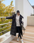 Glossy Oversized Collar Down Coat – Wash-Free Finish