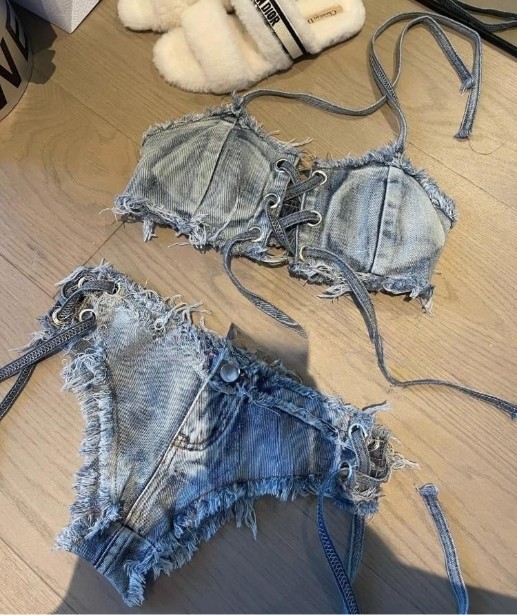 Spicy Girl Denim Bikini 2-Piece Set