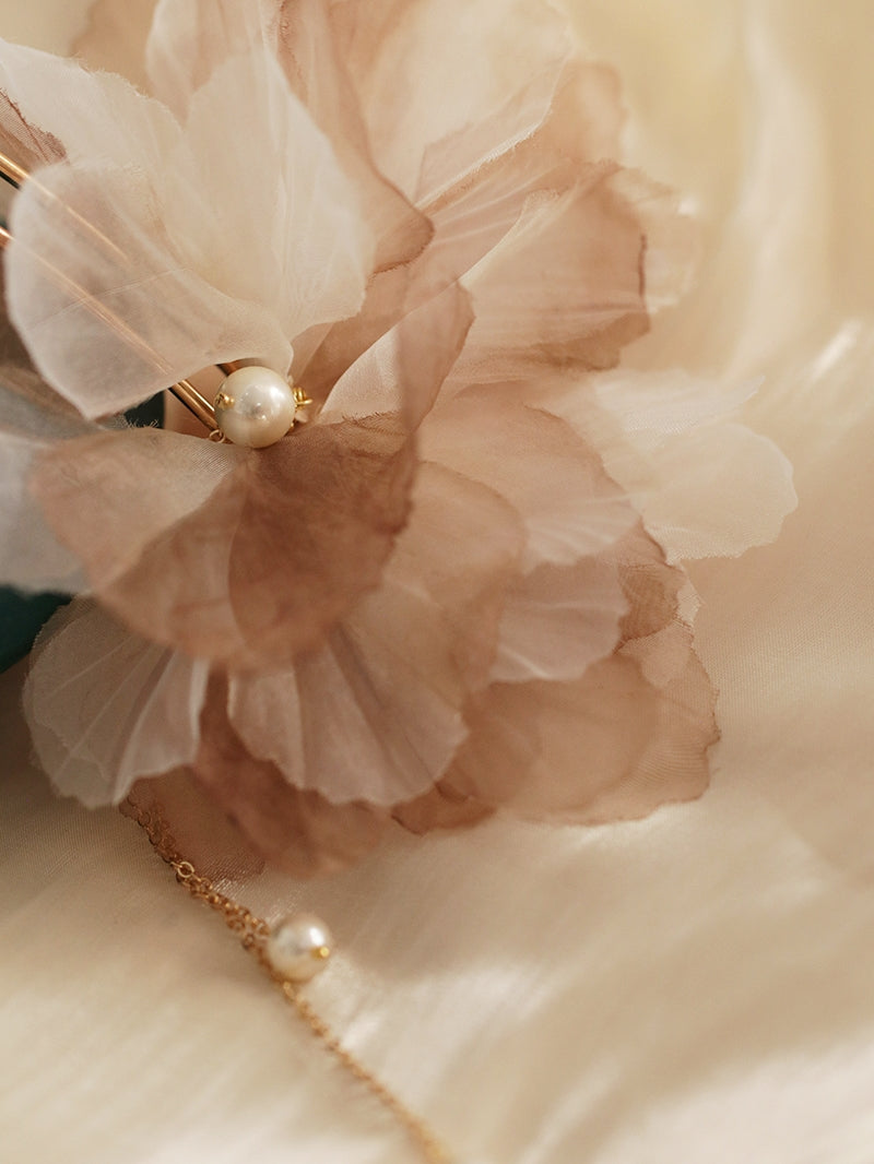 New Chinese Style Pearl Tassel Fabric Sweet Hairpin