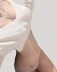 Romantic Purple Bow Halter Push-Up Lingerie