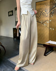 Upgraded Acetate High-Waist Tassel Wide-Leg Pants in Modern Chinese Style