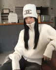 Double-Zip High Neck Thick Knit Cardigan