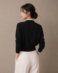 Mock Neck Layered Knit Cardigan