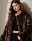 Old-Money Inspired Faux Mink Mid-Length Coat