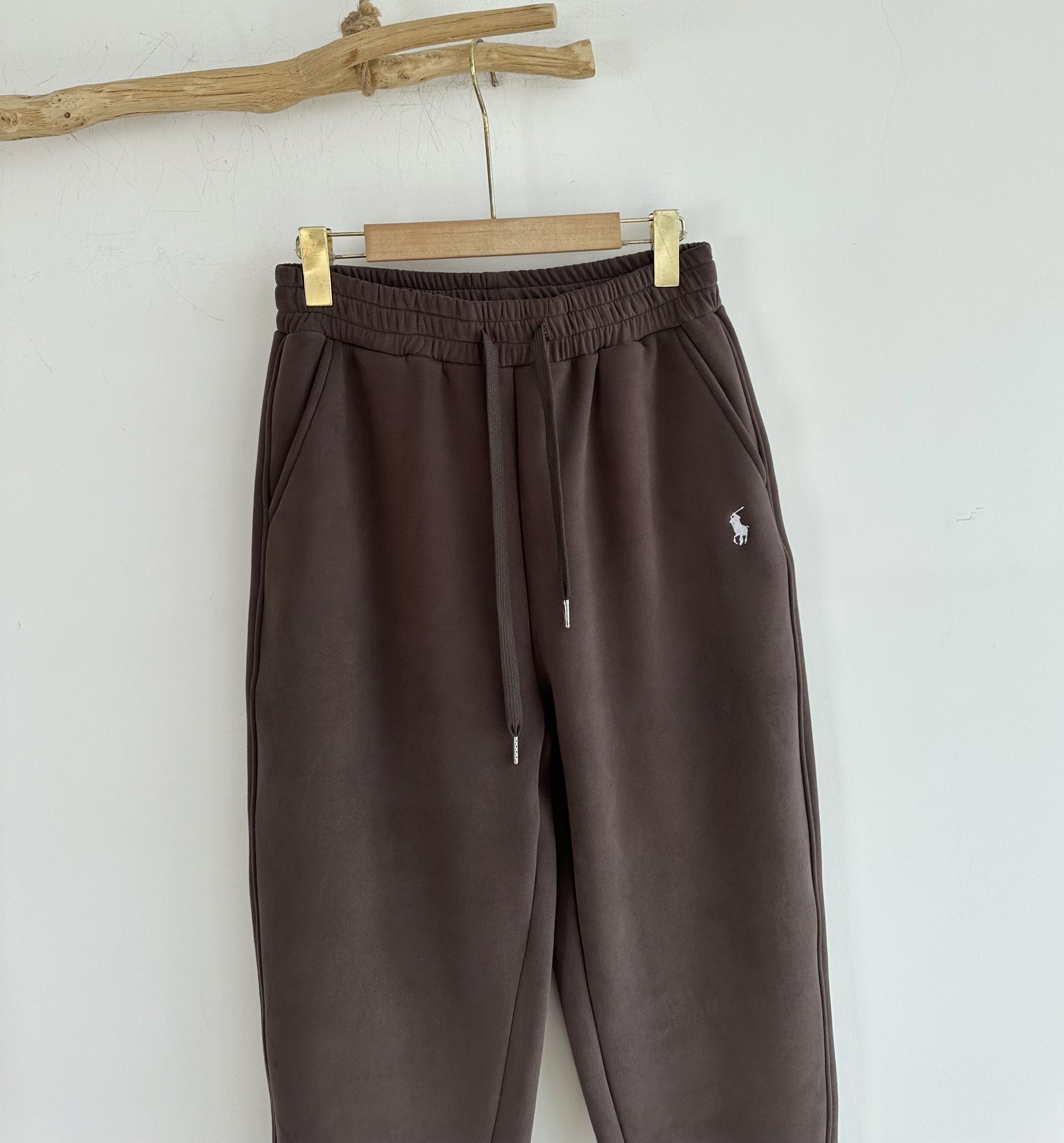 Fleece-Lined Joggers with Pony Embroidery