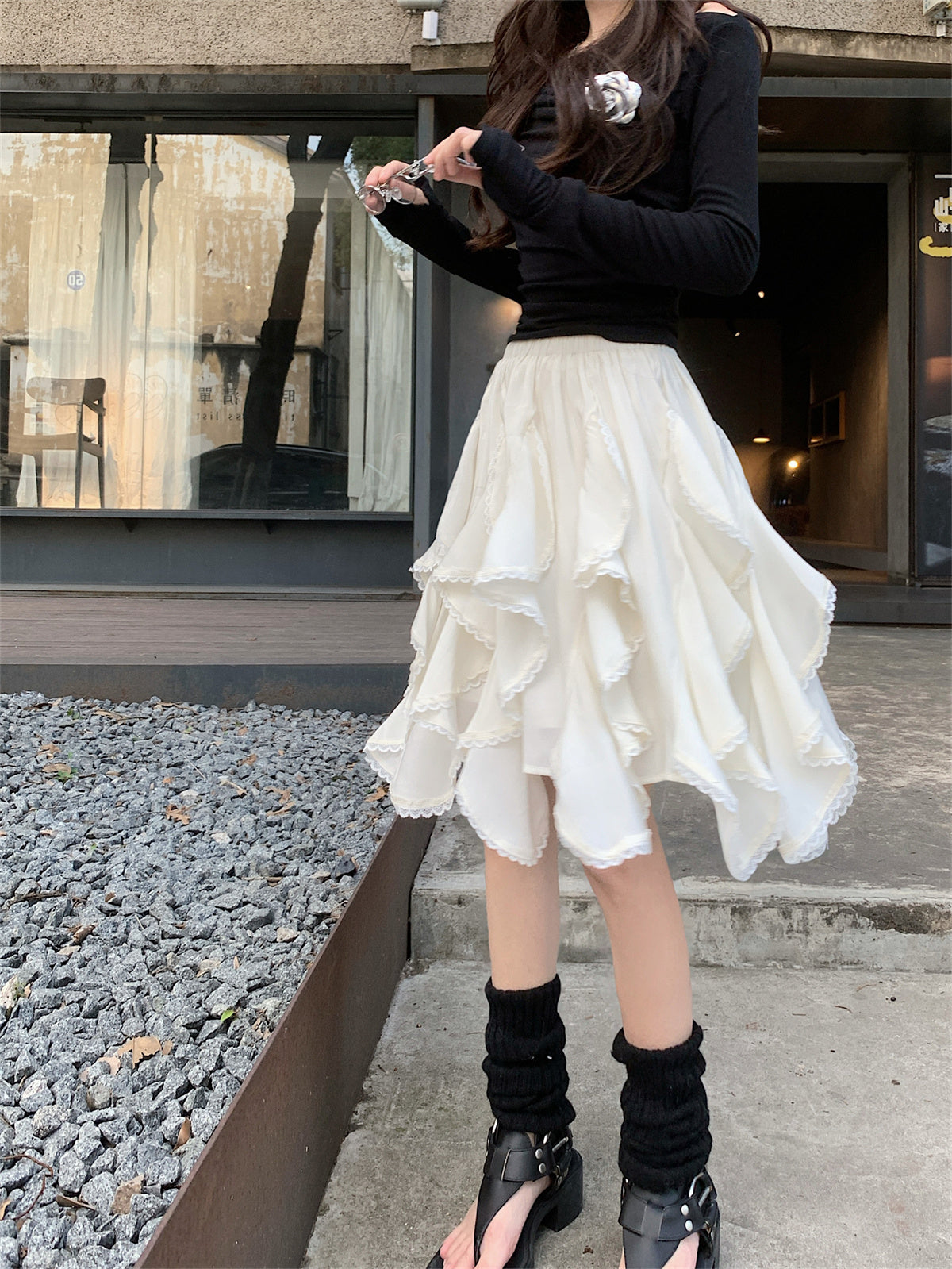 Tencel Drape Asymmetrical Skirt