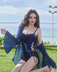 Sexy Cutout One-Piece Swimsuit + Cover-Up Set