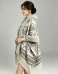 Faux Fur Trimmed Cape Coat