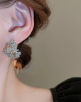 Korean Hollow Exquisite Rhinestone 925 Silver Stud Earrings