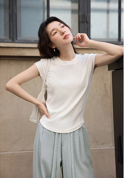 Bone-Line Slim Fit Round Neck Basic Short Sleeve Tee
