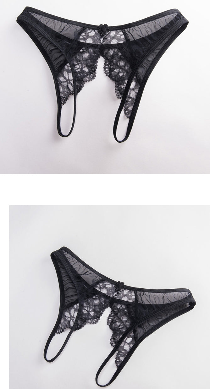Sexy Low-Rise Lace Crotchless Panties