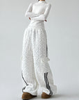 American-Style Quilted Diamond Pattern Blade-Cut Pants