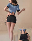 Open-Crotch Bodycon Police Costume Set
