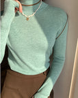 Merino Wool High-Neck Slim Fit Knit Top