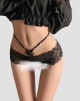 French Rivet Open-Crotch Bow Low-Waist Panties
