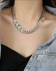 Irregularly Spliced Cuban Chain with Sparkling Rhinestones