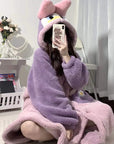 Upgraded Coral Velvet Daisy Long and Thick Bathrobe