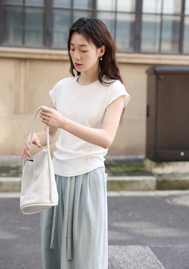 Bone-Line Slim Fit Round Neck Basic Short Sleeve Tee