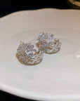 Korean Hollow Exquisite Rhinestone 925 Silver Stud Earrings