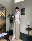Upgraded Acetate High-Waist Tassel Wide-Leg Pants in Modern Chinese Style