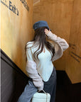 Solid Color Slim Fit V-Neck Knit Top