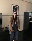 Molasses-Toned Hooded Zip-Up Sweatshirt