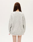 Light Grey Korean-Style Relaxed Knit Cardigan