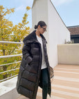Glossy Oversized Collar Down Coat – Wash-Free Finish