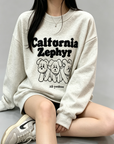 Korean-Style 380g Fleece-Lined Embroidered Sweatshirt