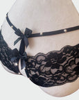 French Rivet Open-Crotch Bow Low-Waist Panties