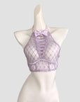 Pure Allure Halter Sheer Lace Lingerie (Panties Not Included)