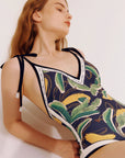 REVERSIBLE TIE-SHOULDER ONE PIECE SWIMSUIT