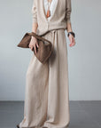 Rabbit Hair Blend Knit Set with Layered V-Neck Cardigan