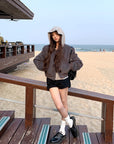 Grey Baseball Jacket + Hooded Sweatshirt 2-Piece Set