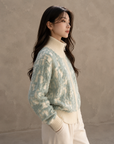 Letter Jacquard Wool Thick Jacket