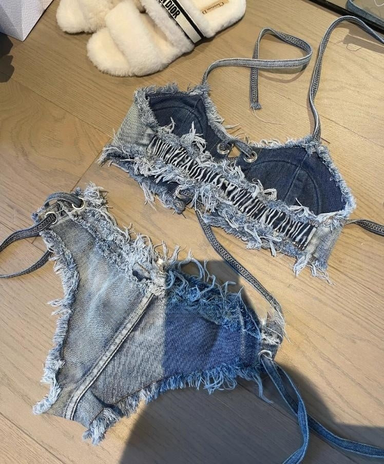 Spicy Girl Denim Bikini 2-Piece Set