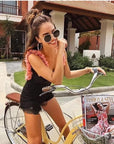U-Back Floral Decor One-Piece Swimsuit