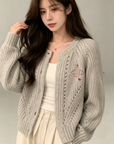 Orb Embroidered Heavy Knit Cardigan