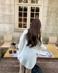 Stylish Asymmetrical Shoulder Knit Long-Sleeve Top