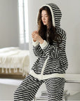 Upgraded Black & White Striped Flannel Loungewear Set