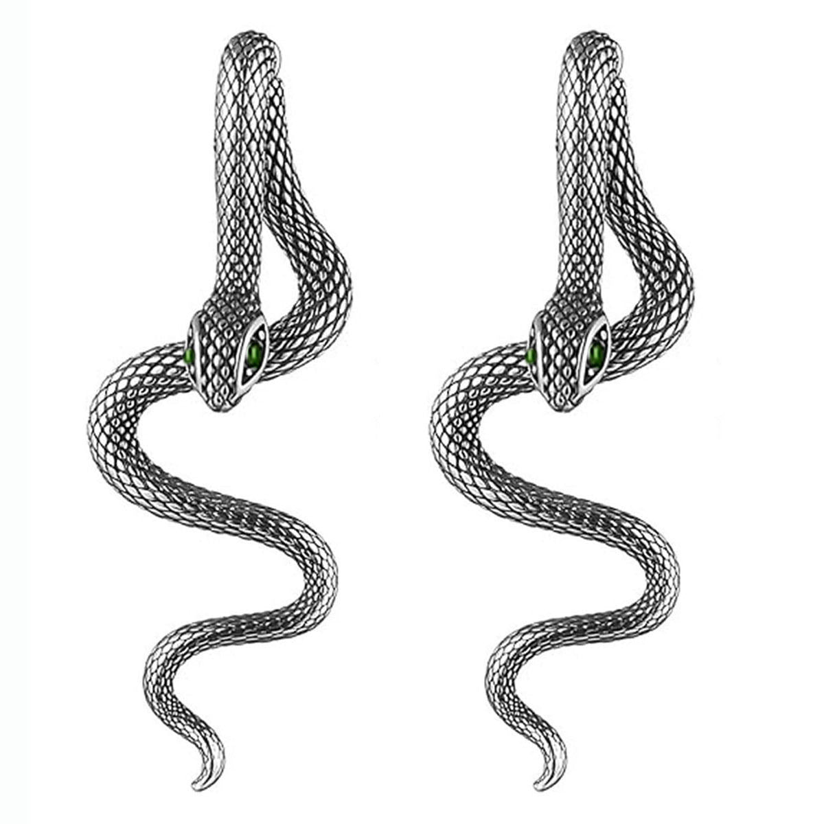 Dark Aesthetic Snake-Shaped Rhinestone Earrings