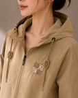 Khaki hooded windbreaker jacket