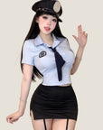 Officer-Inspired Bodycon Lingerie Set (with Stockings and hat)