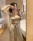 Ink Abstract Art Printed Wide-Leg Pants