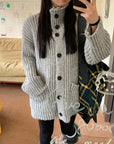 Korean-style wool knit cardigan with a relaxed, stylish design
